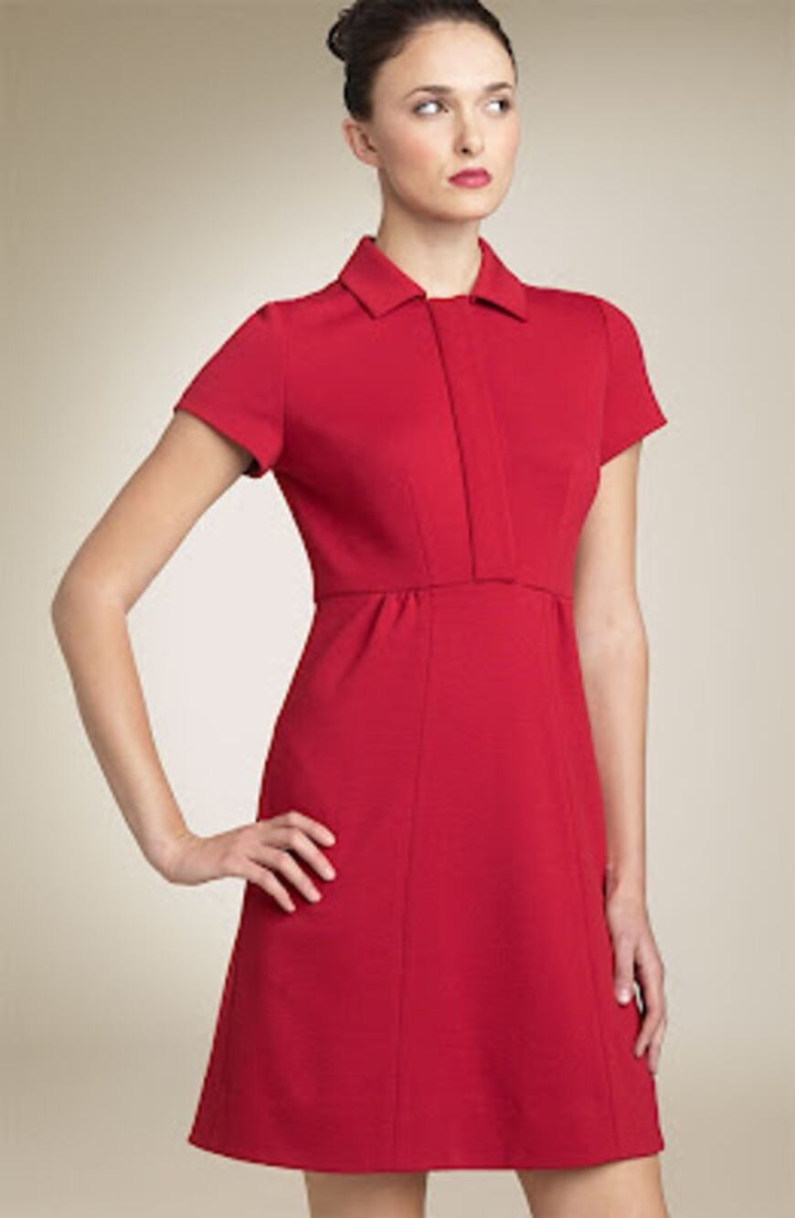 Diane von Furstenberg Shirt Dress Wool Silk Polo Collared Designer Red Size 6